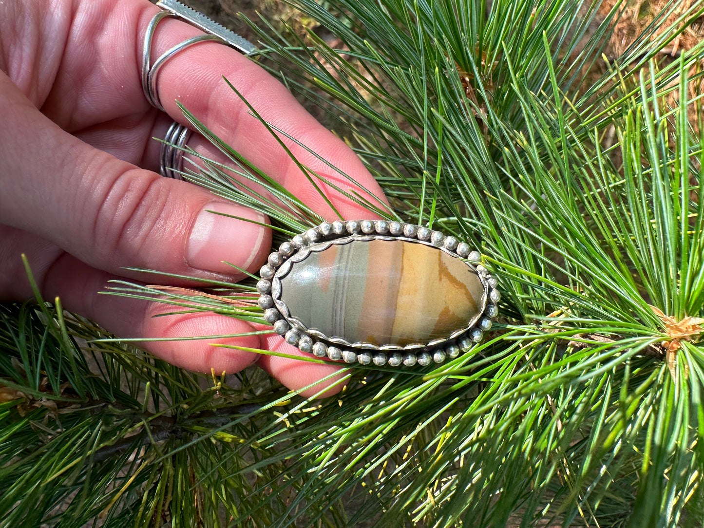 Deer sky jasper ring size 7