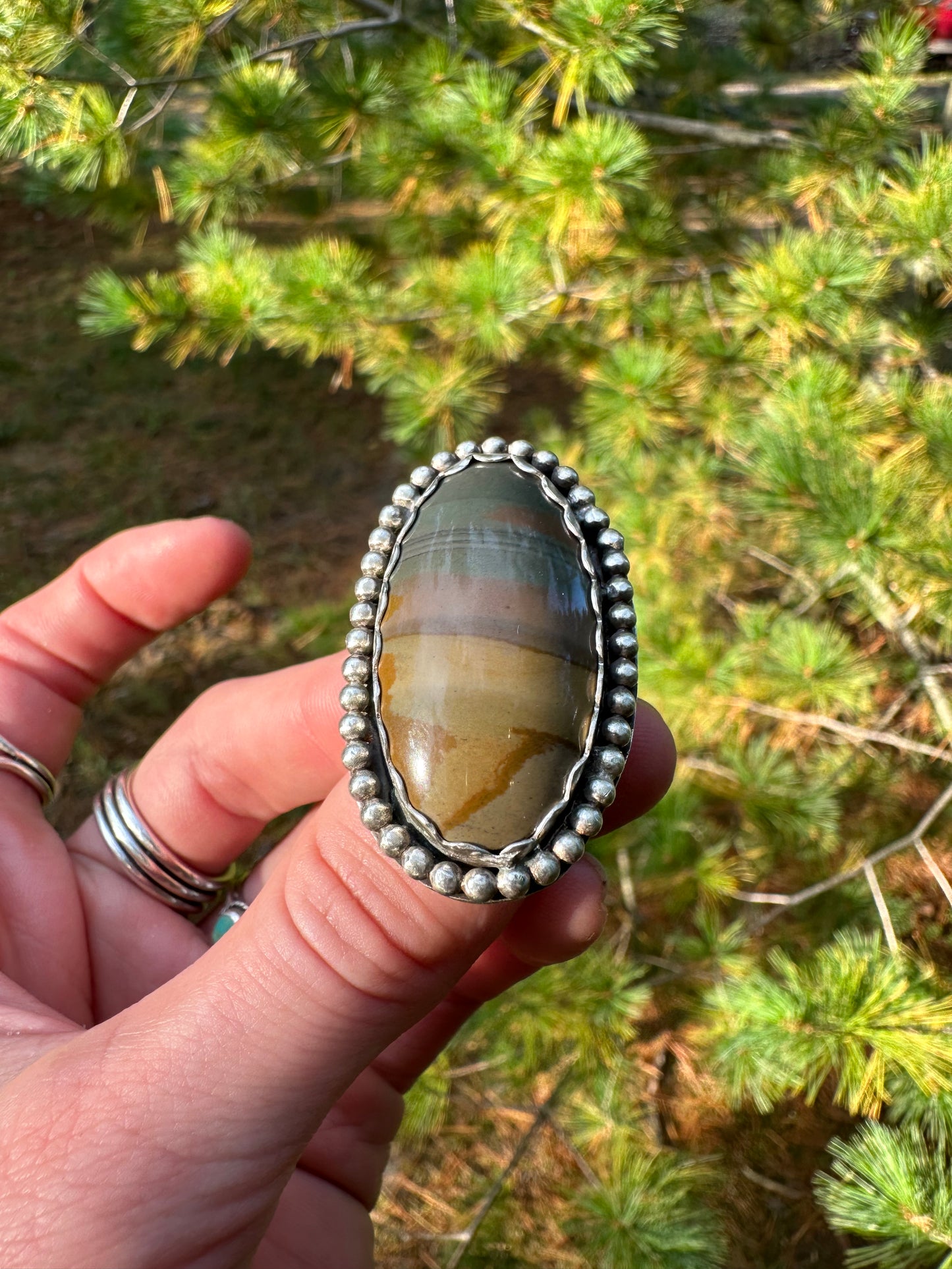 Deer sky jasper ring size 7