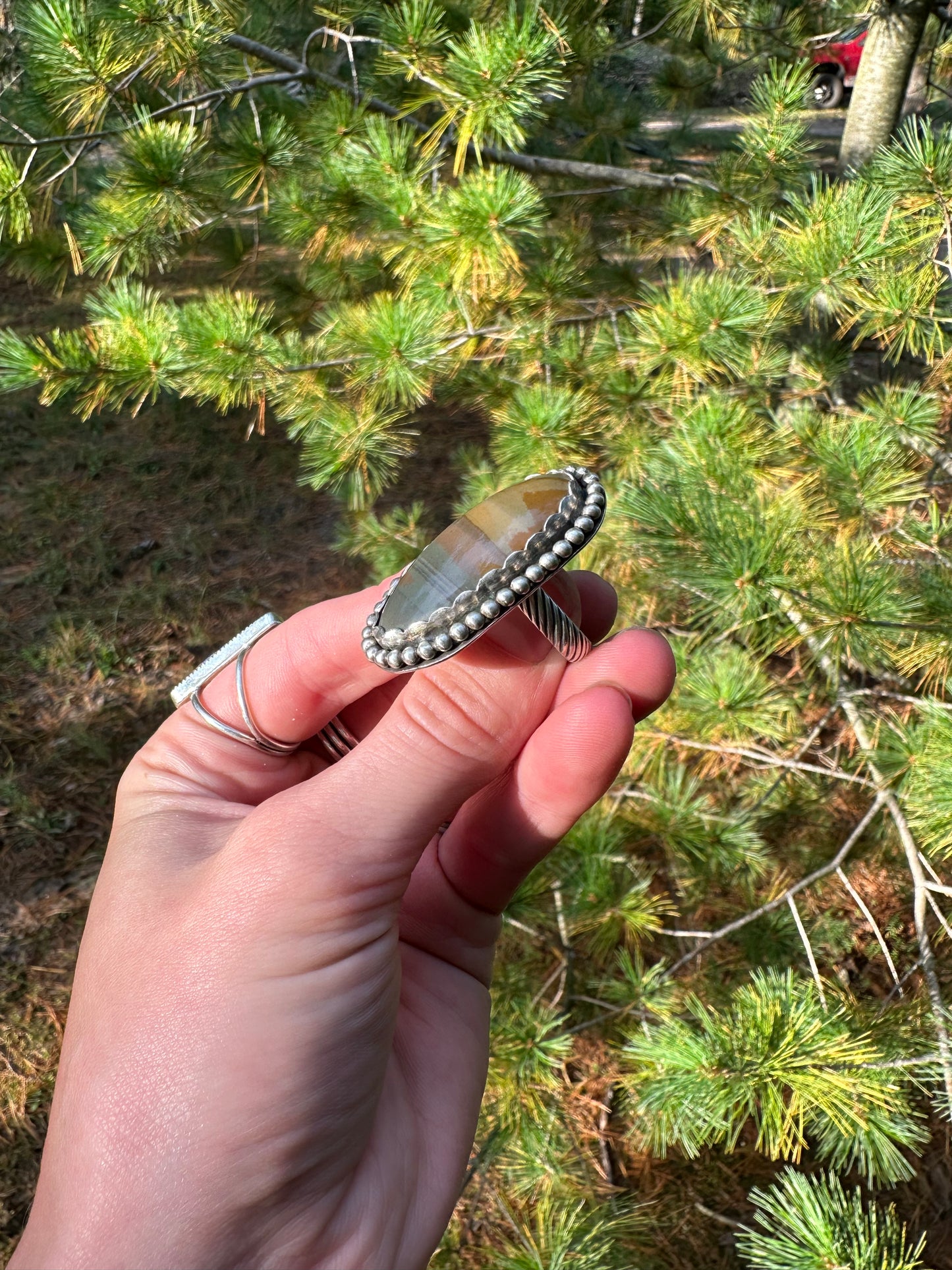 Deer sky jasper ring size 7